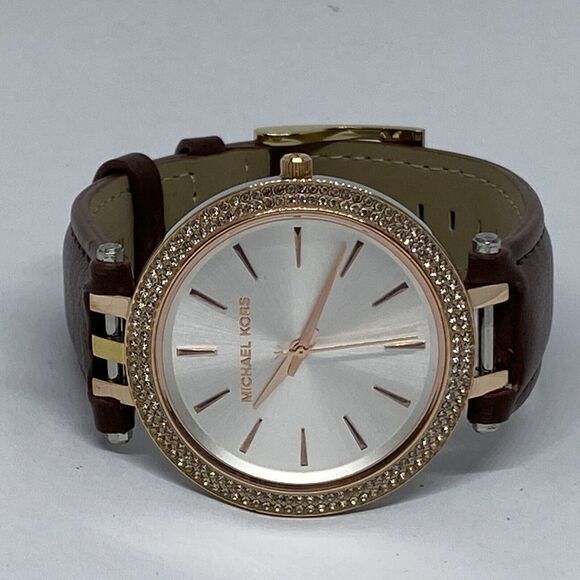Michael Kors MK3203 Women's Brown Leather Analog Silver Dial Quartz Watch JK118 - Picture 7 of 12